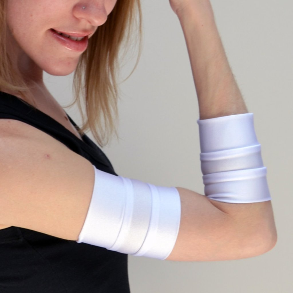 White Arm Bands Wrestler Costume Gloves Cuffs Cosplay Uv Led Blacklight